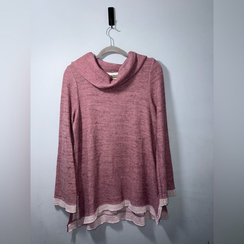 Maeve by Anthropologie Mauve Knit Cowl Neck Tunic Sweater Size Large EUC